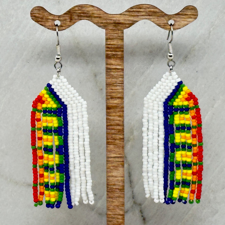 Aurum Shimmer's Color Block Fringe Earrings with Stainless Steel Wires