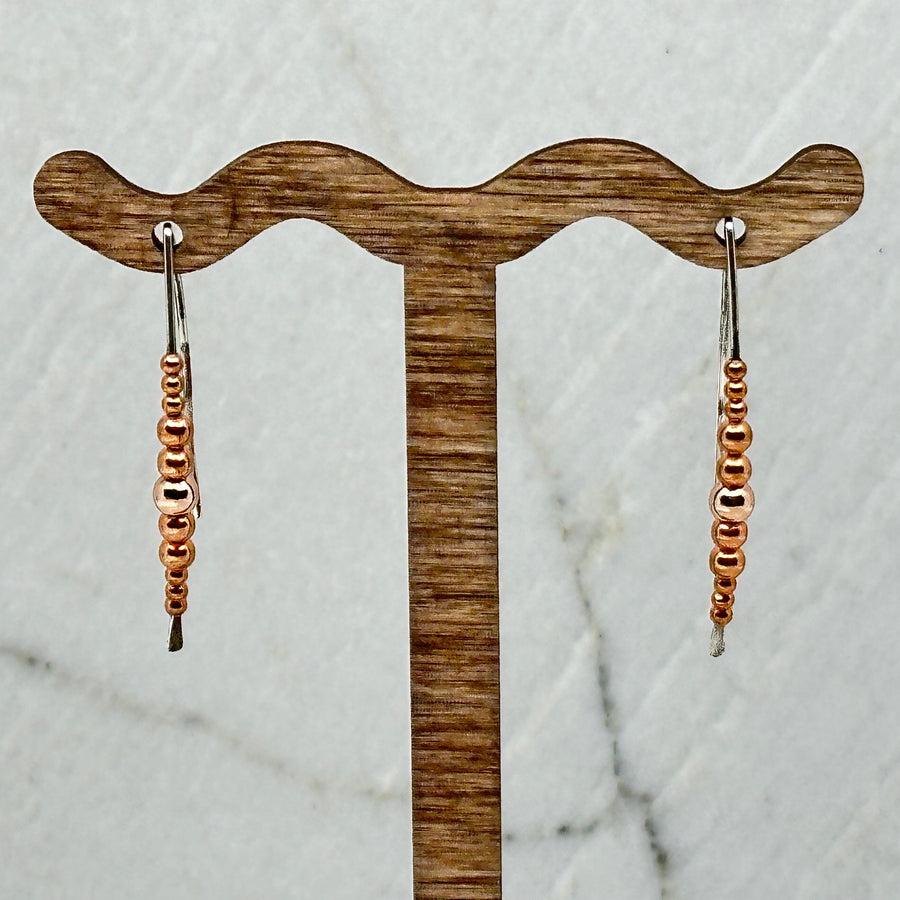 Pair of Bijou by Sam's Silver and Copper Threader Minimalist Earrings