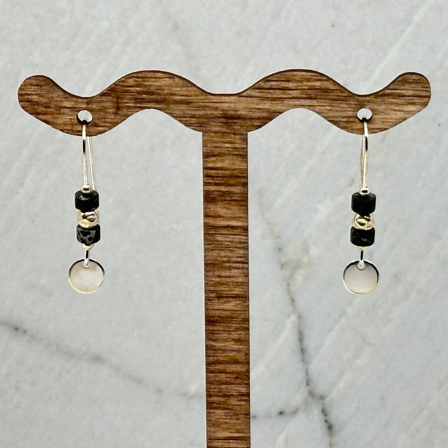 Pair of Bijou by Sam's Small Sterling Silver and Black Jasper Dangle Earrings