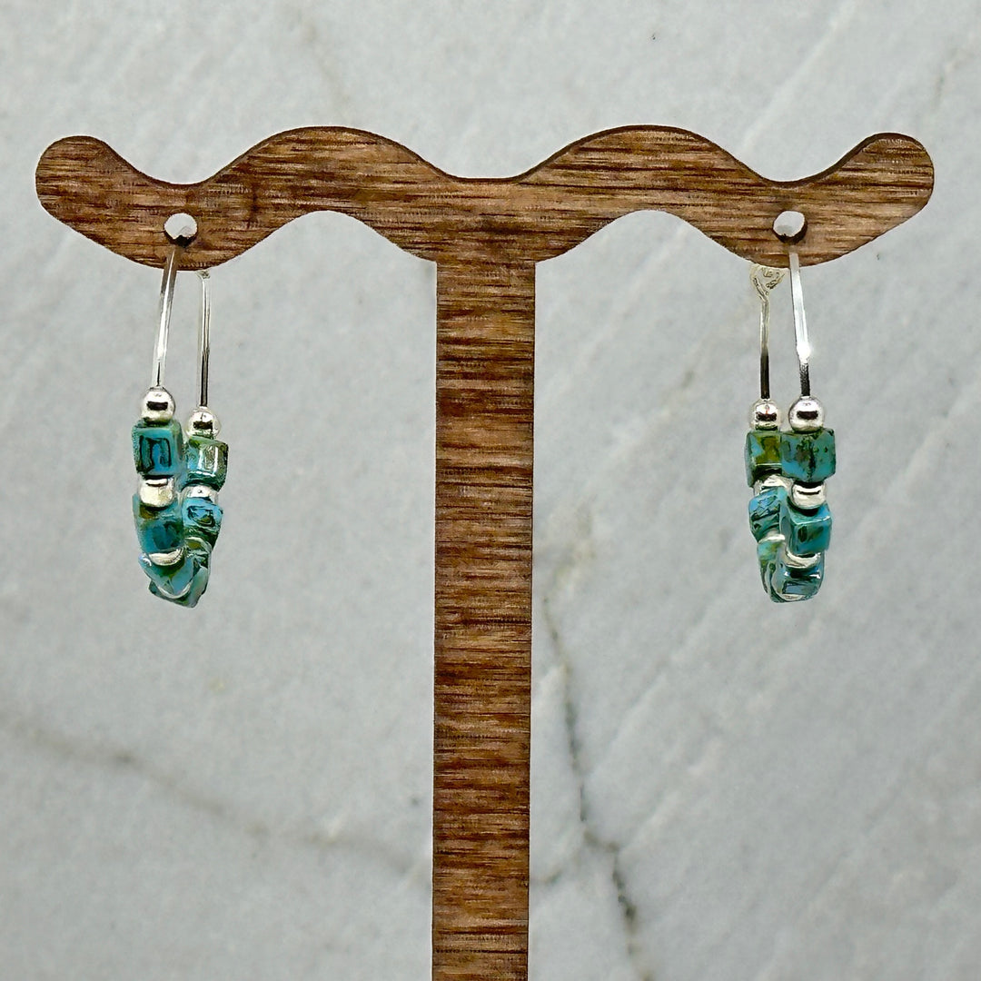 Pair of Bijou by Sam's Turquoise and Sterling Silver Beaded Hoops