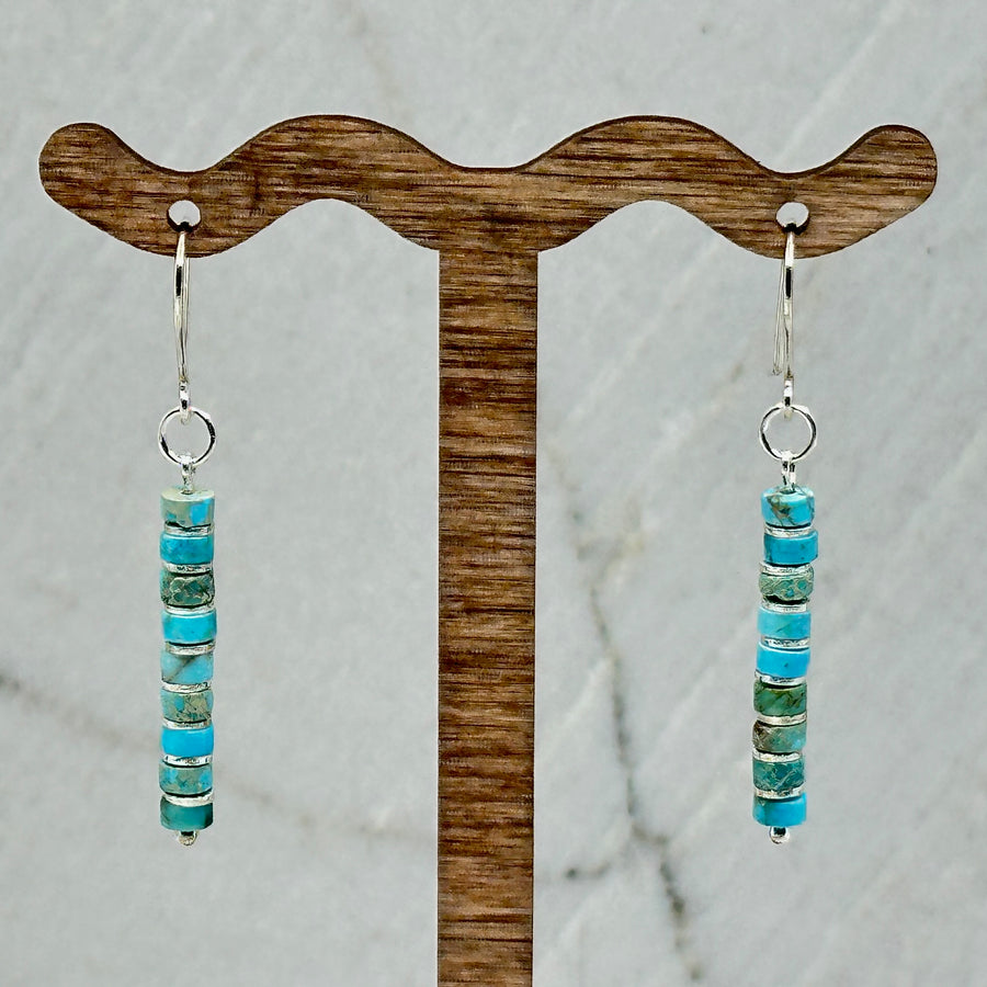 Pair of Bijou by Sam's Vibrant Blue Turquoise Dangle Boho Earrings