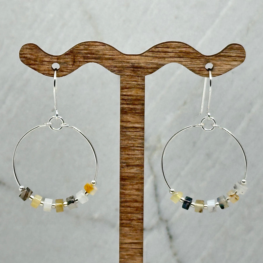 Pair of Bijou by Sam's Silver Hoop Earrings with Montana Agate Gemstones