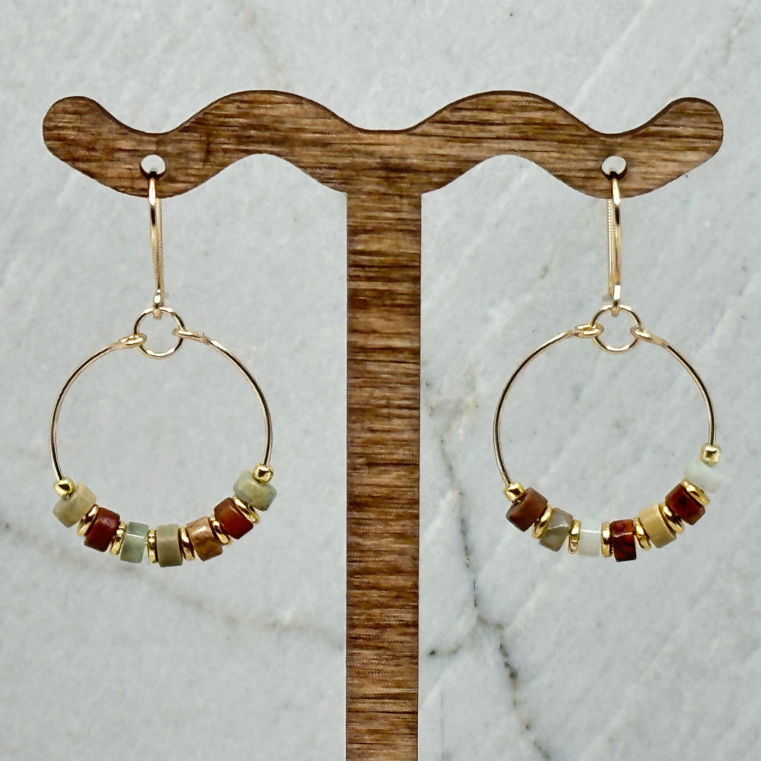 Pair of Bijou by Sam Gold Hoop with Earth Tone Jasper Earrings