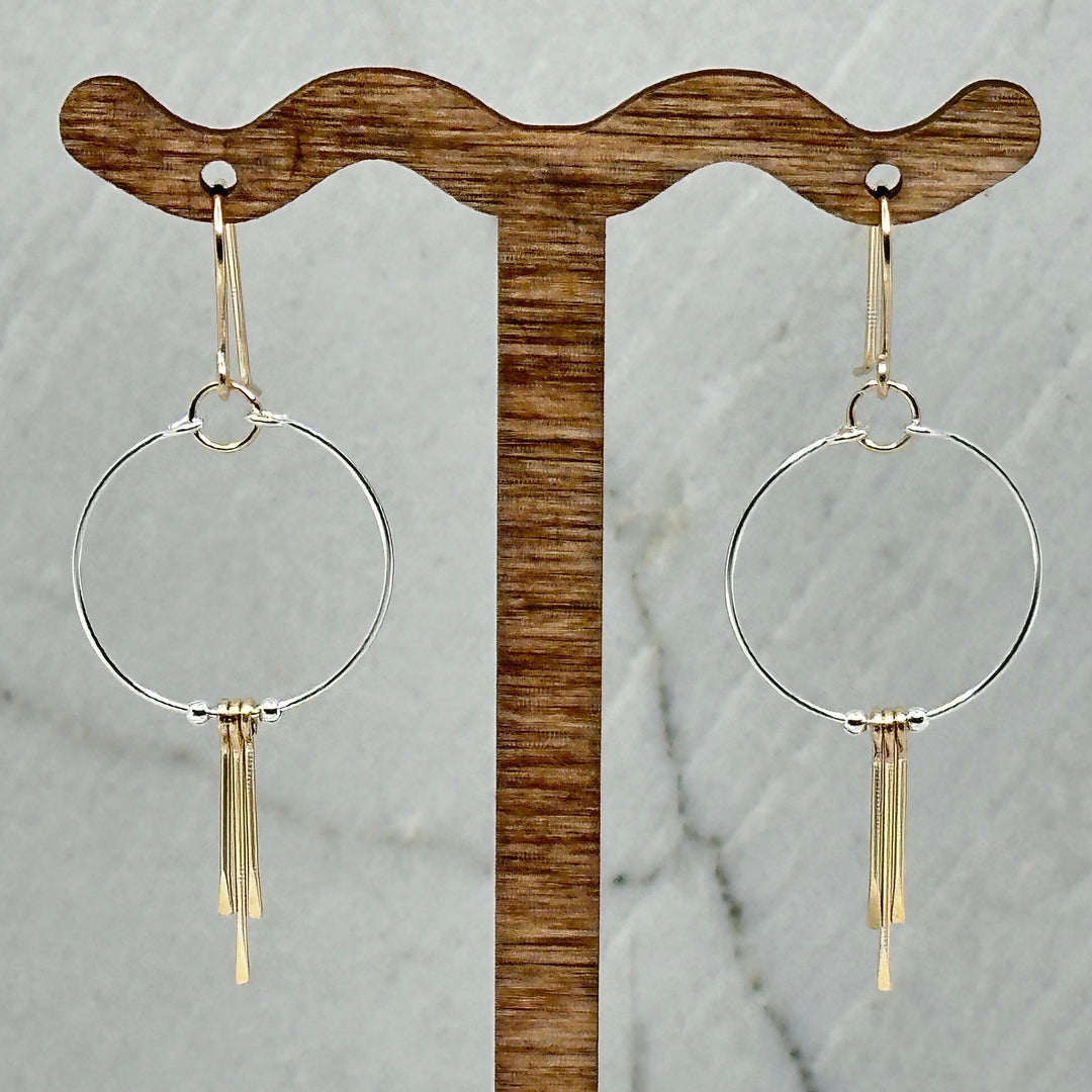 Pair of Bijou by Sam Silver and Gold Fringe Hoop Earrings