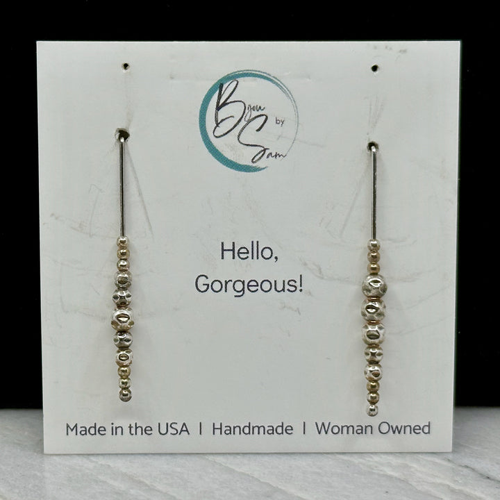 Pair of Bijou by Sam's Sterling Silver Beaded Earrings, on card