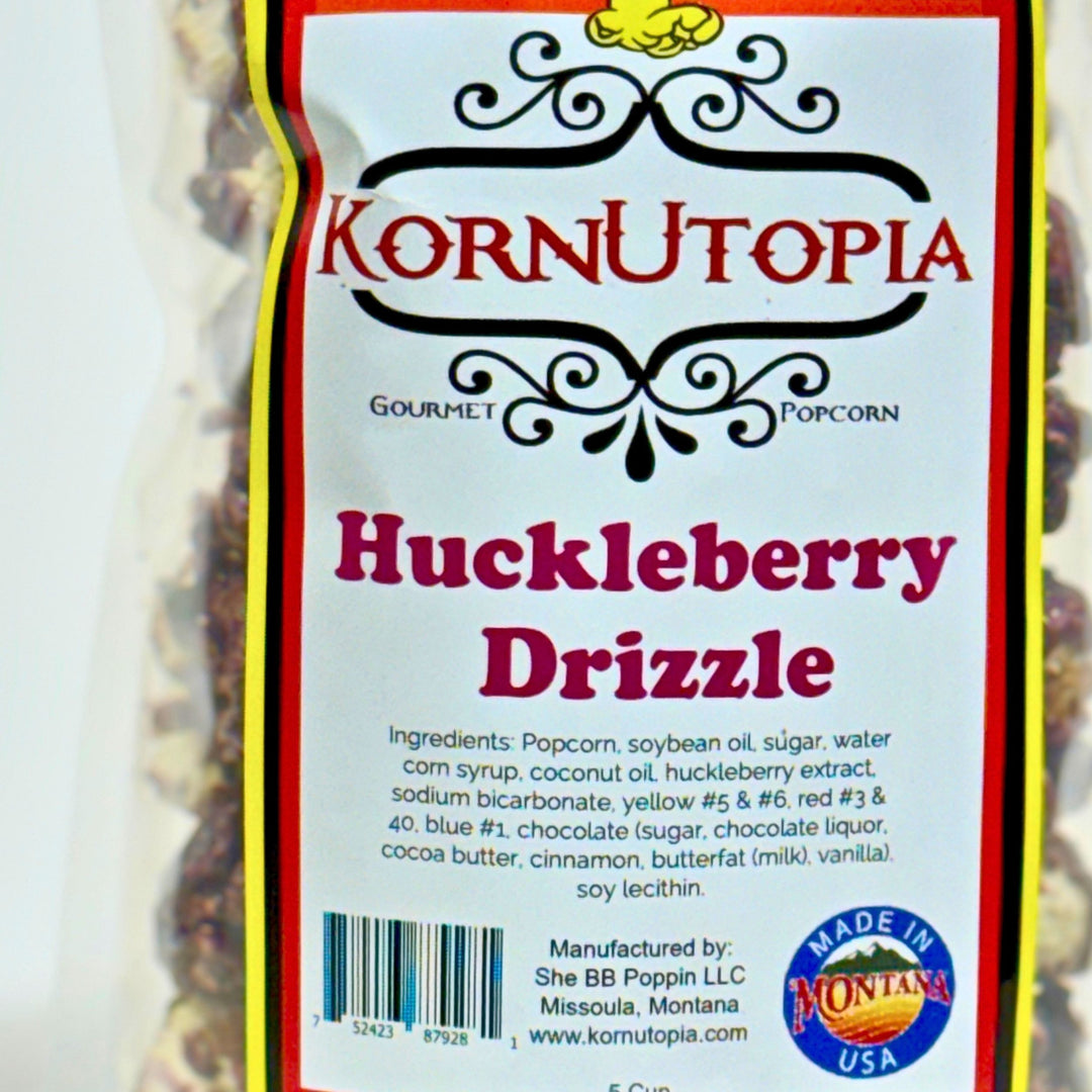 A close-up of a Kornutopia Gourmet Popcorn bag labeled &