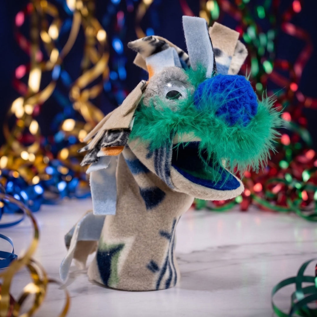 Bring local lore to life with the Flathead Lake Monster handmade puppet from Montana. Soft, colorful, and perfect for storytelling, creative play, and gifts.