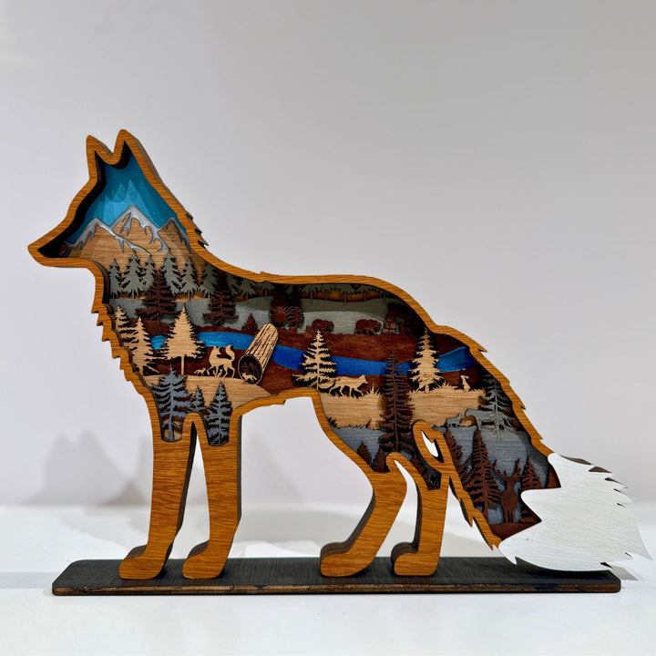 Fox 3D Layered Wood Art