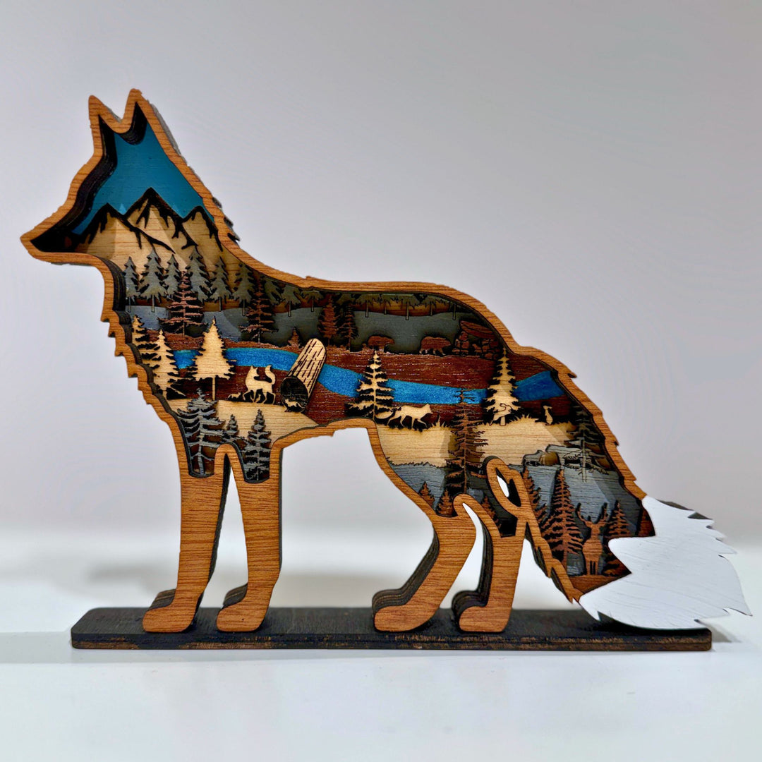 Fox 3D Layered Wood Art
