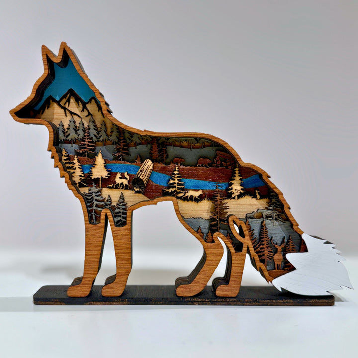 Fox 3D Layered Wood Art