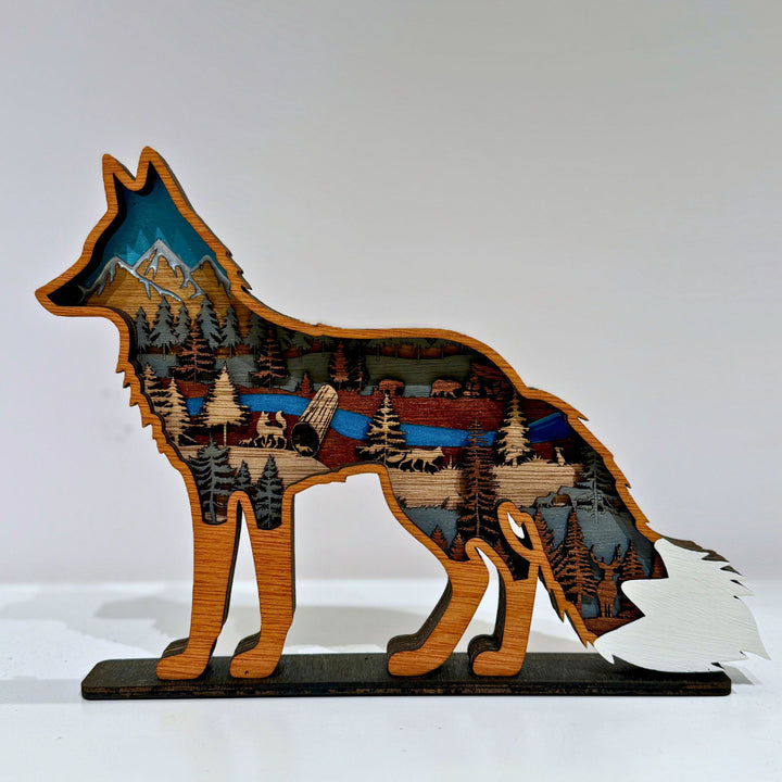 Fox 3D Layered Wood Art