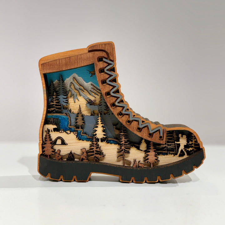 Hiking Boot 3D Layered Wood Art