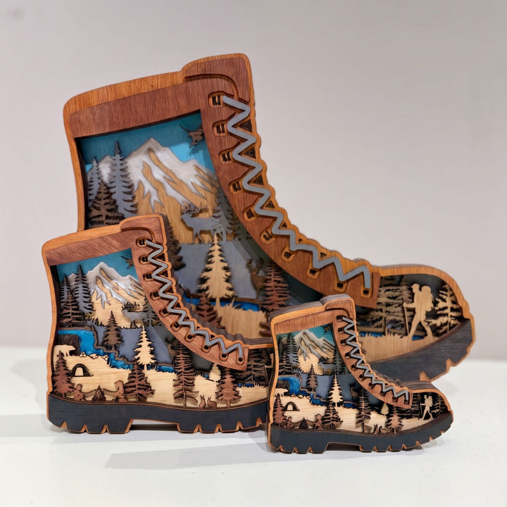 Hiking Boot 3D Layered Wood Art