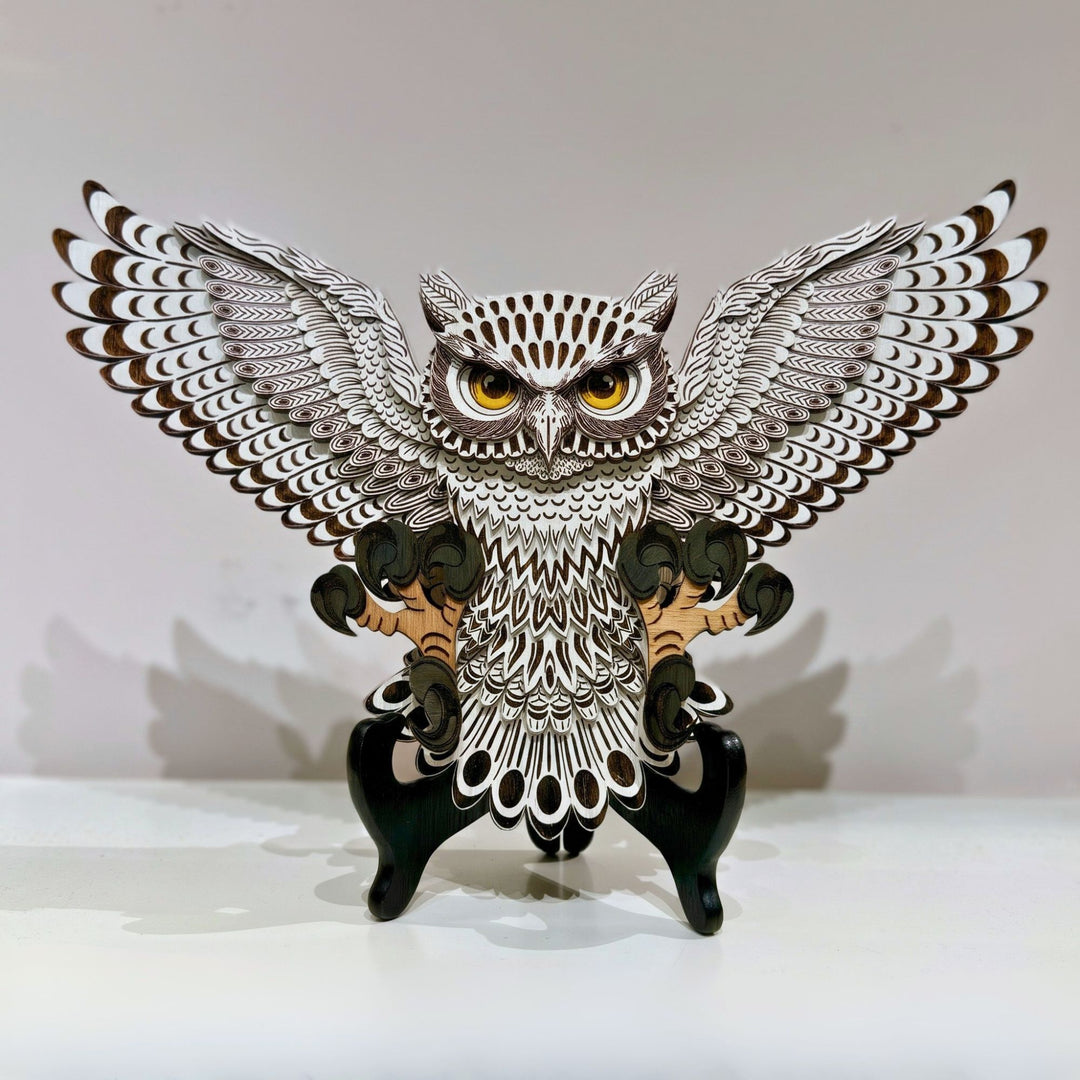 Snowy Owl 3D Layered Wood Art