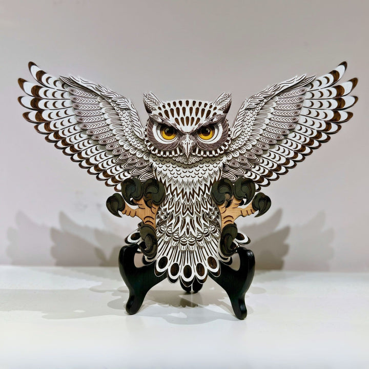 Snowy Owl 3D Layered Wood Art