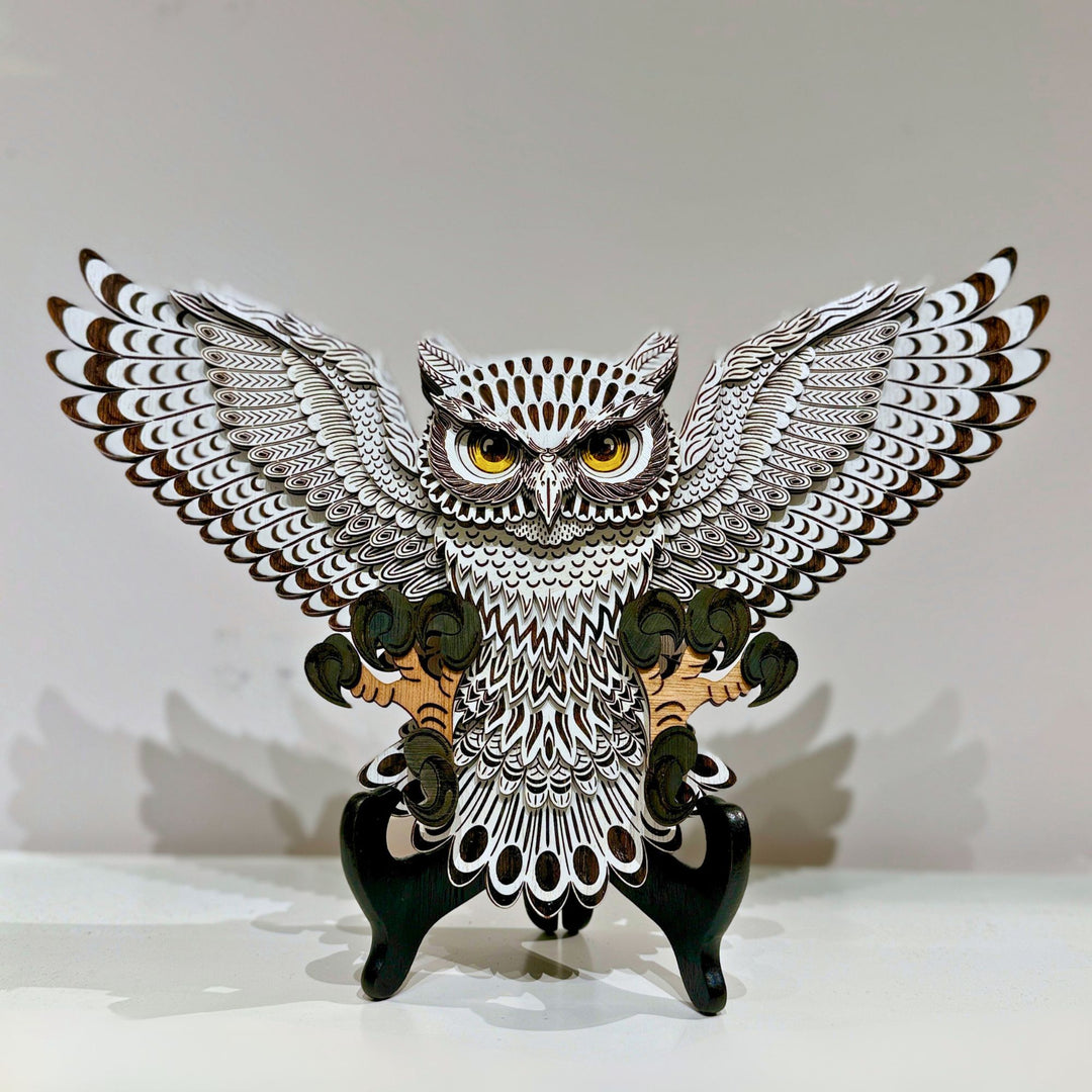 Snowy Owl 3D Layered Wood Art