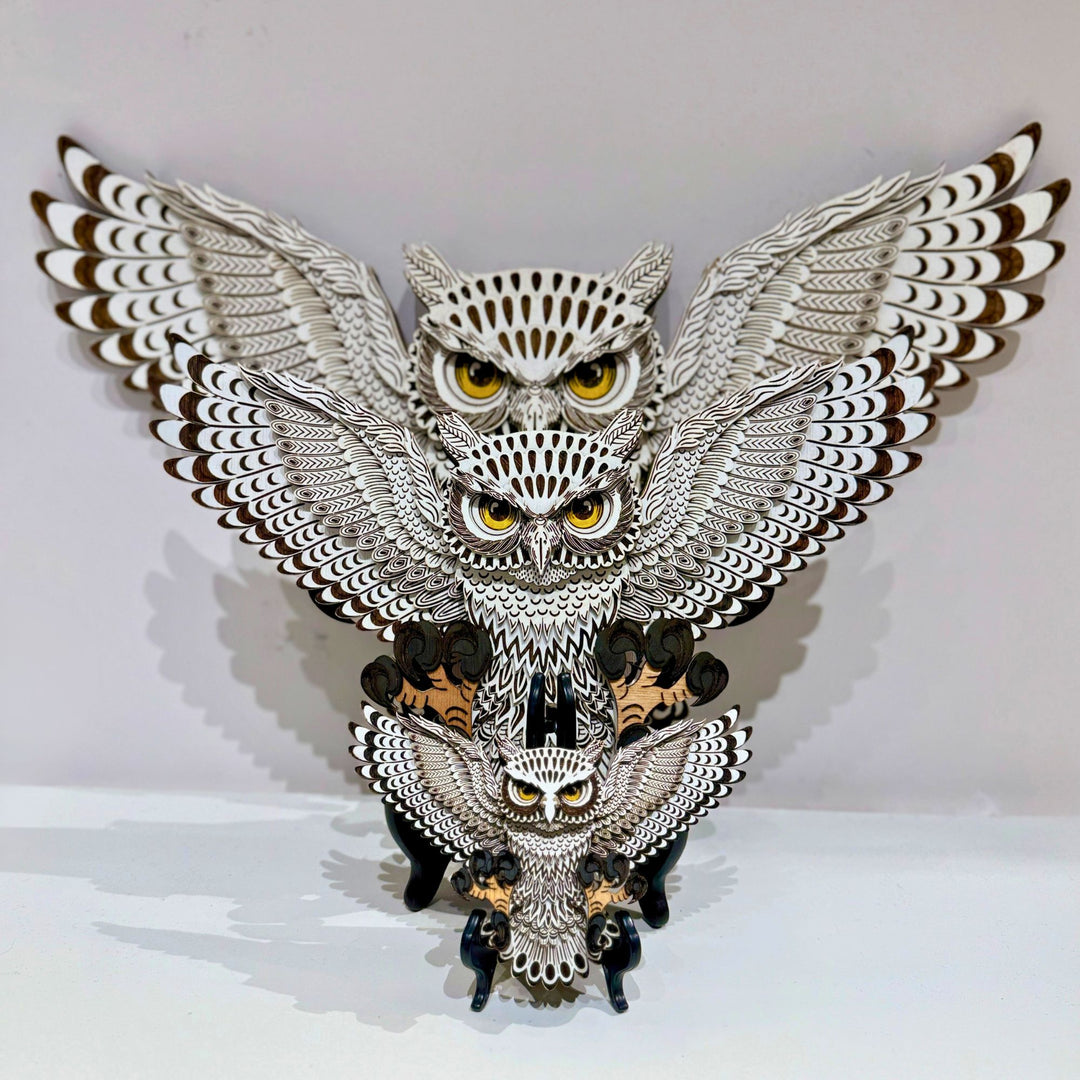 Snowy Owl 3D Layered Wood Art