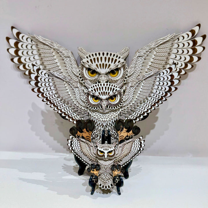 Snowy Owl 3D Layered Wood Art