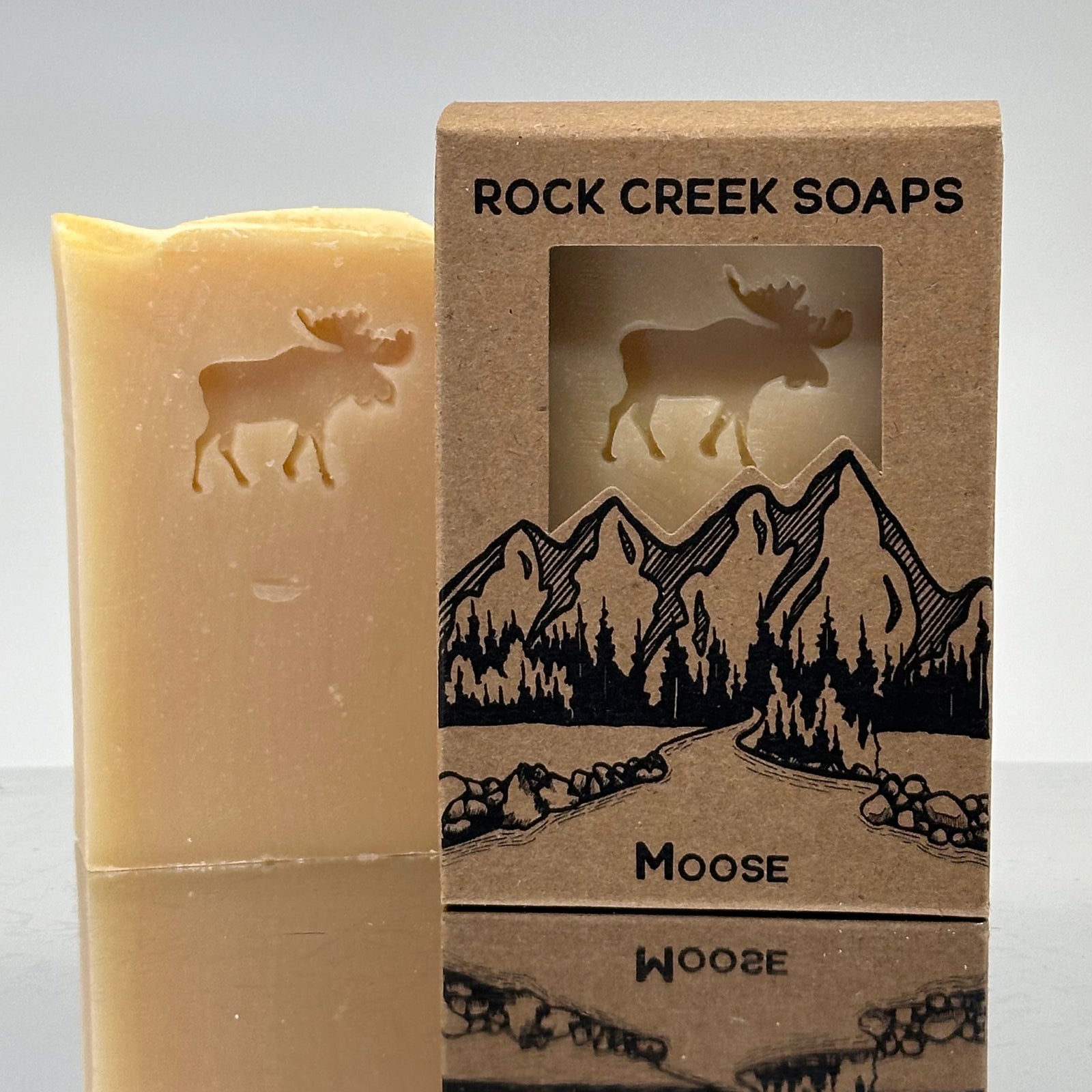 Moose Stamped Soap - Woodsy Balsam, Cedar Wood & Berry - handcrafted bar soap made in Montana by Rock Creek Soaps