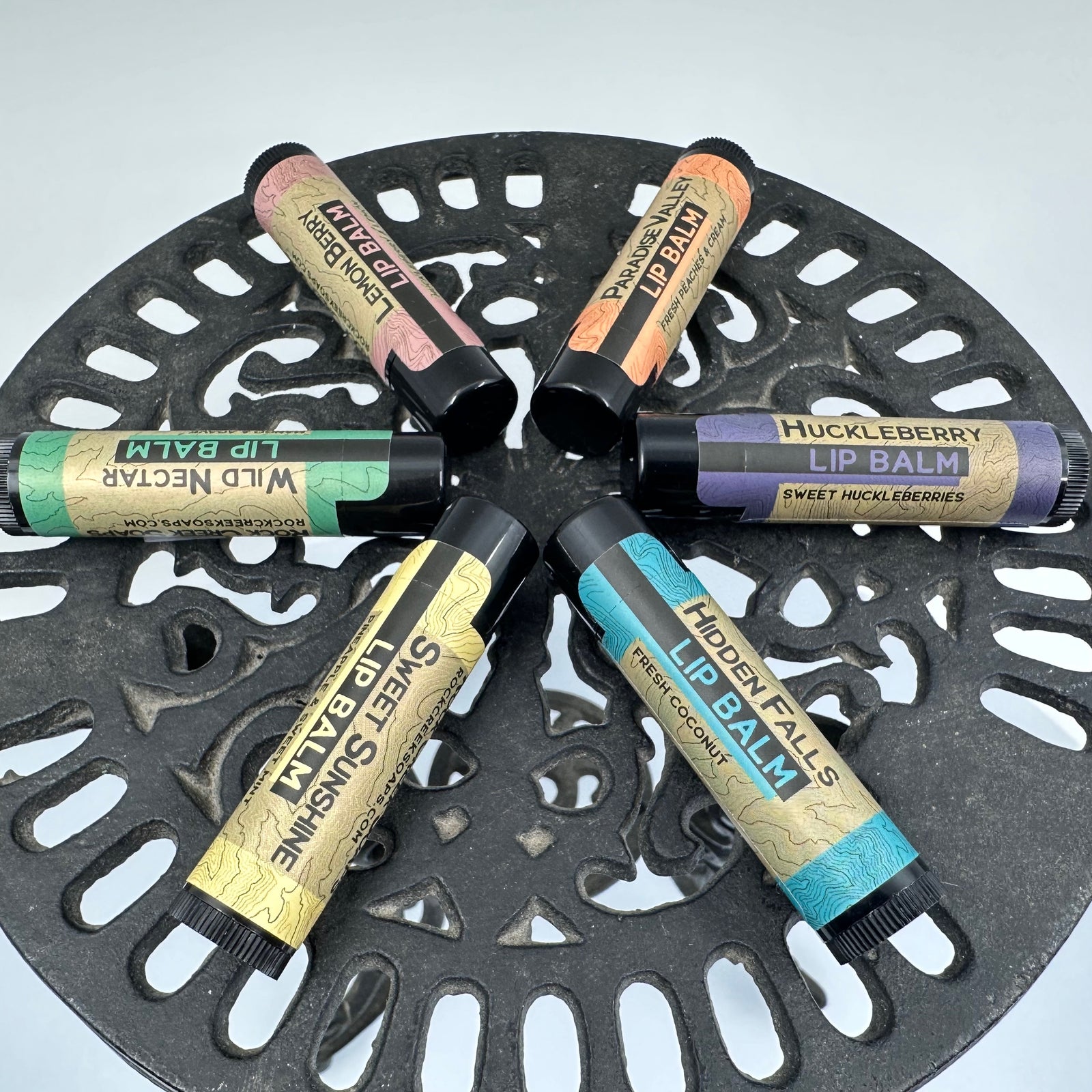 Nourishing Natural Lip Balm, made in Montana by Rock Creek Soaps, available in assorted natural flavors
