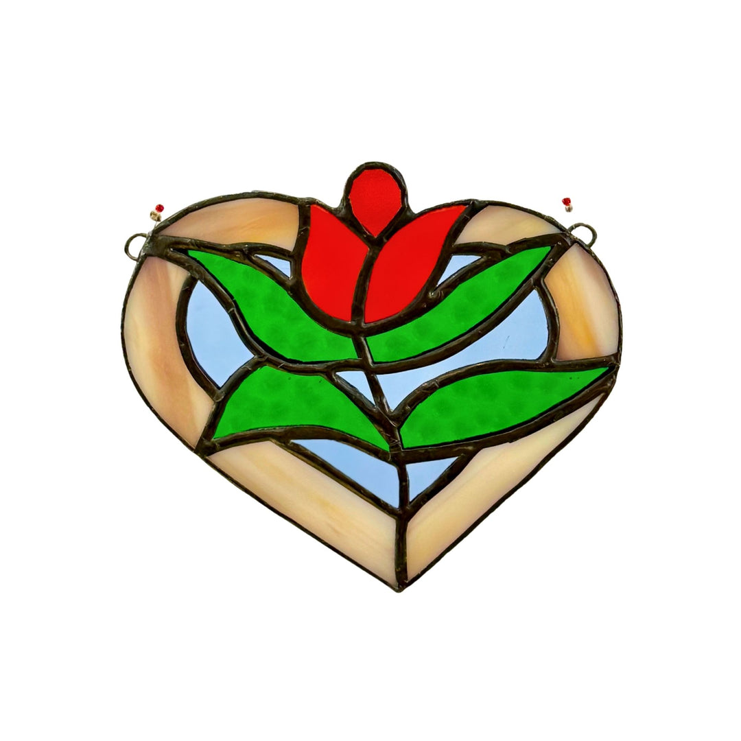 Stained Glass Heart with Flower