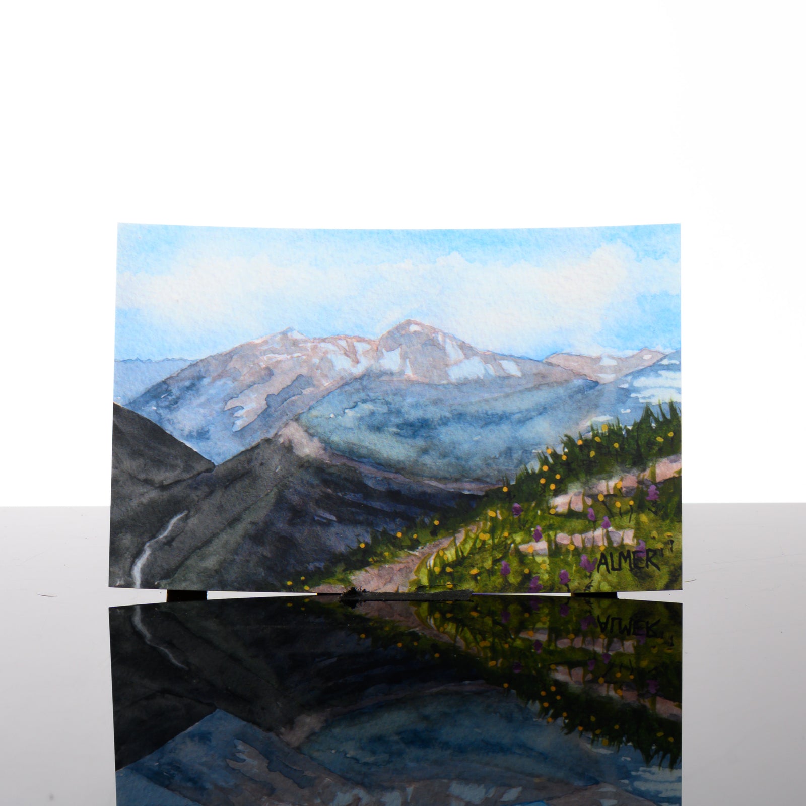 Mountain Glories Postcard, by Stark Mountain Studio - 5x7 postcard of a Bobbe Almer watercolor painting