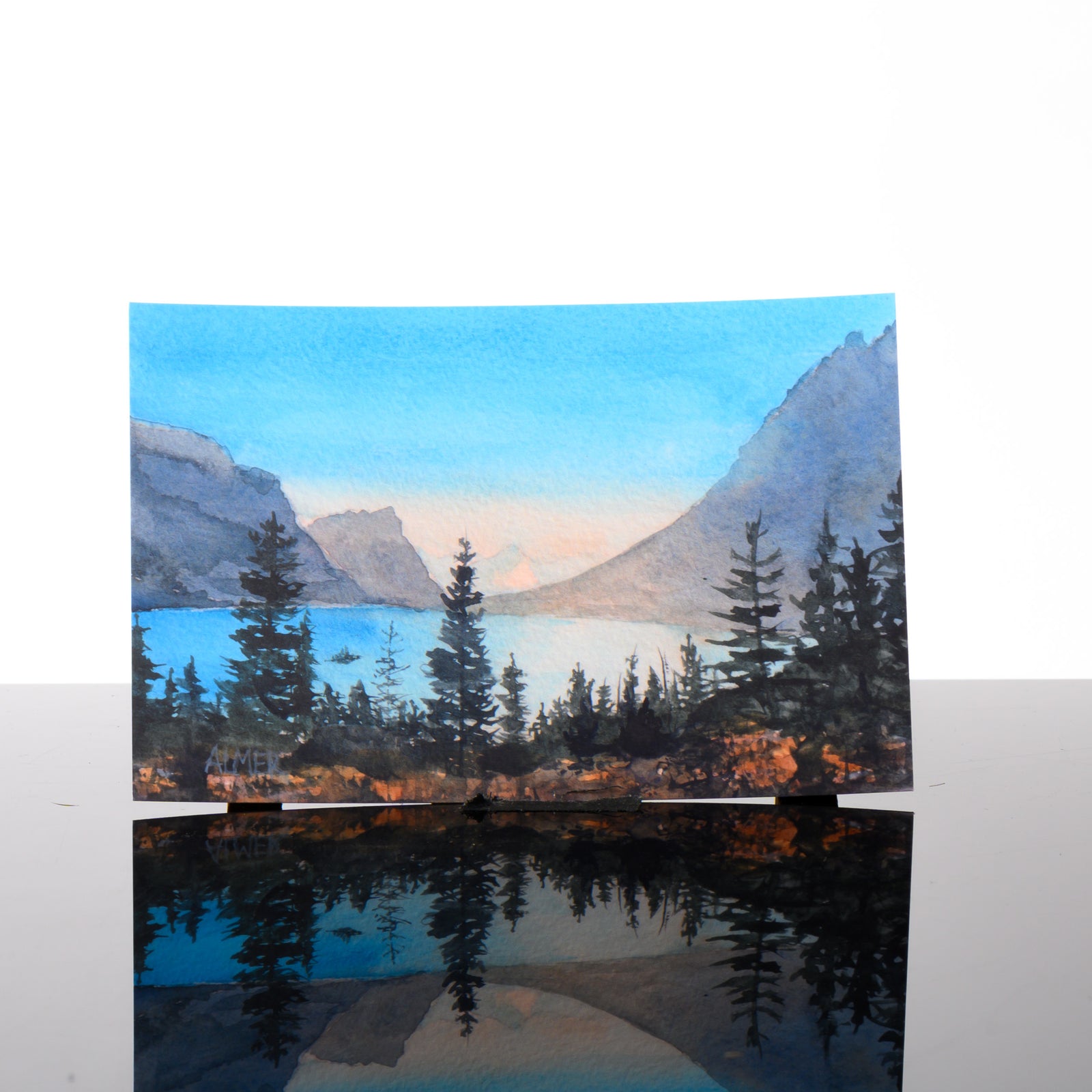 St. Mary End of Day Postcard, by Stark Mountain Studio - 5x7 postcard of a Bobbe Almer watercolor painting