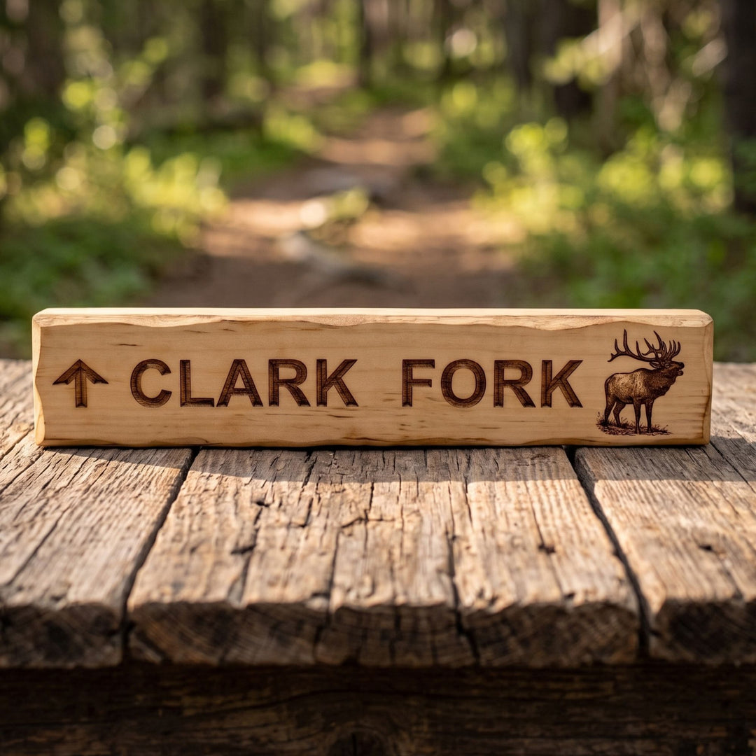 Shop handcrafted Montana wood trail signs featuring local trails &amp; wildlife motifs. Perfect rustic cabin decor for mountain &amp; hiking lovers. Made in USA!