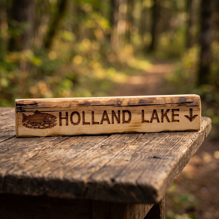 Shop handcrafted Montana wood trail signs featuring local trails &amp; wildlife motifs. Perfect rustic cabin decor for mountain &amp; hiking lovers. Made in USA!