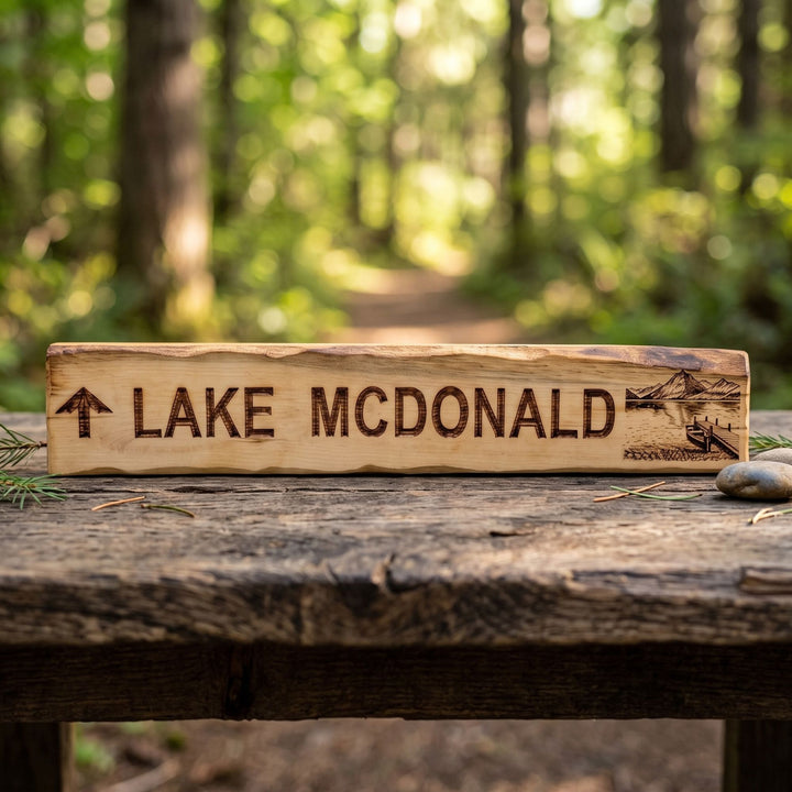 Shop handcrafted Montana wood trail signs featuring local trails &amp; wildlife motifs. Perfect rustic cabin decor for mountain &amp; hiking lovers. Made in USA!