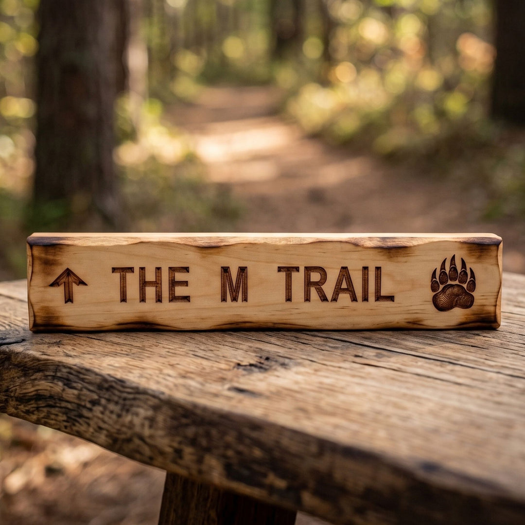Shop handcrafted Montana wood trail signs featuring local trails &amp; wildlife motifs. Perfect rustic cabin decor for mountain &amp; hiking lovers. Made in USA!