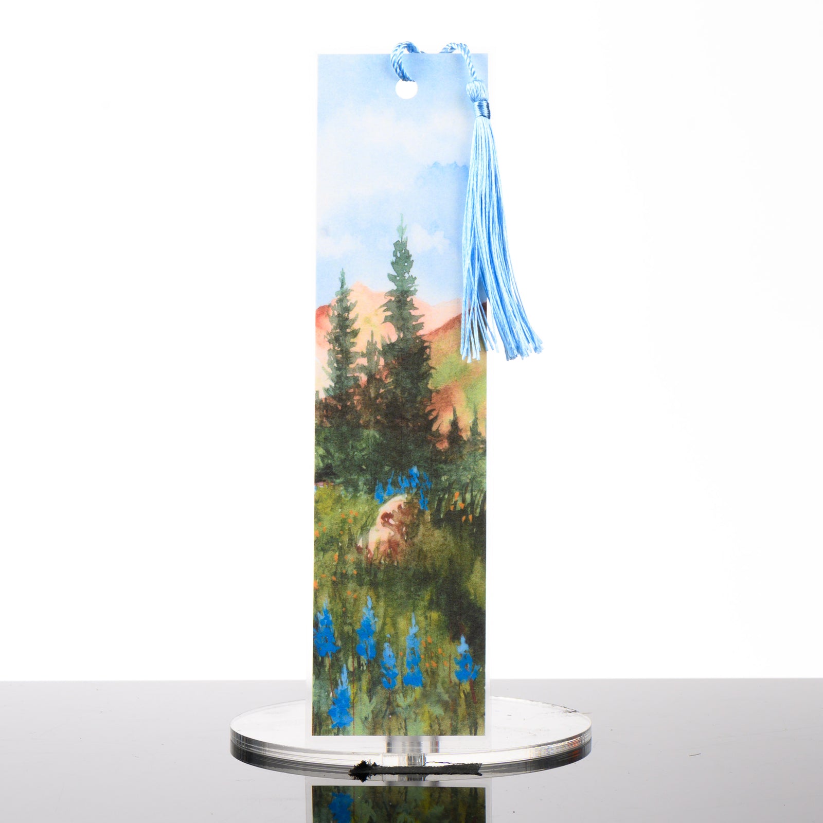 Bookmark, by Stark Mountain Studio - 1 7/8 x 7 3/8” bookmark of a Bobbe Almer watercolor painting with tassel, made in Montana USA.
