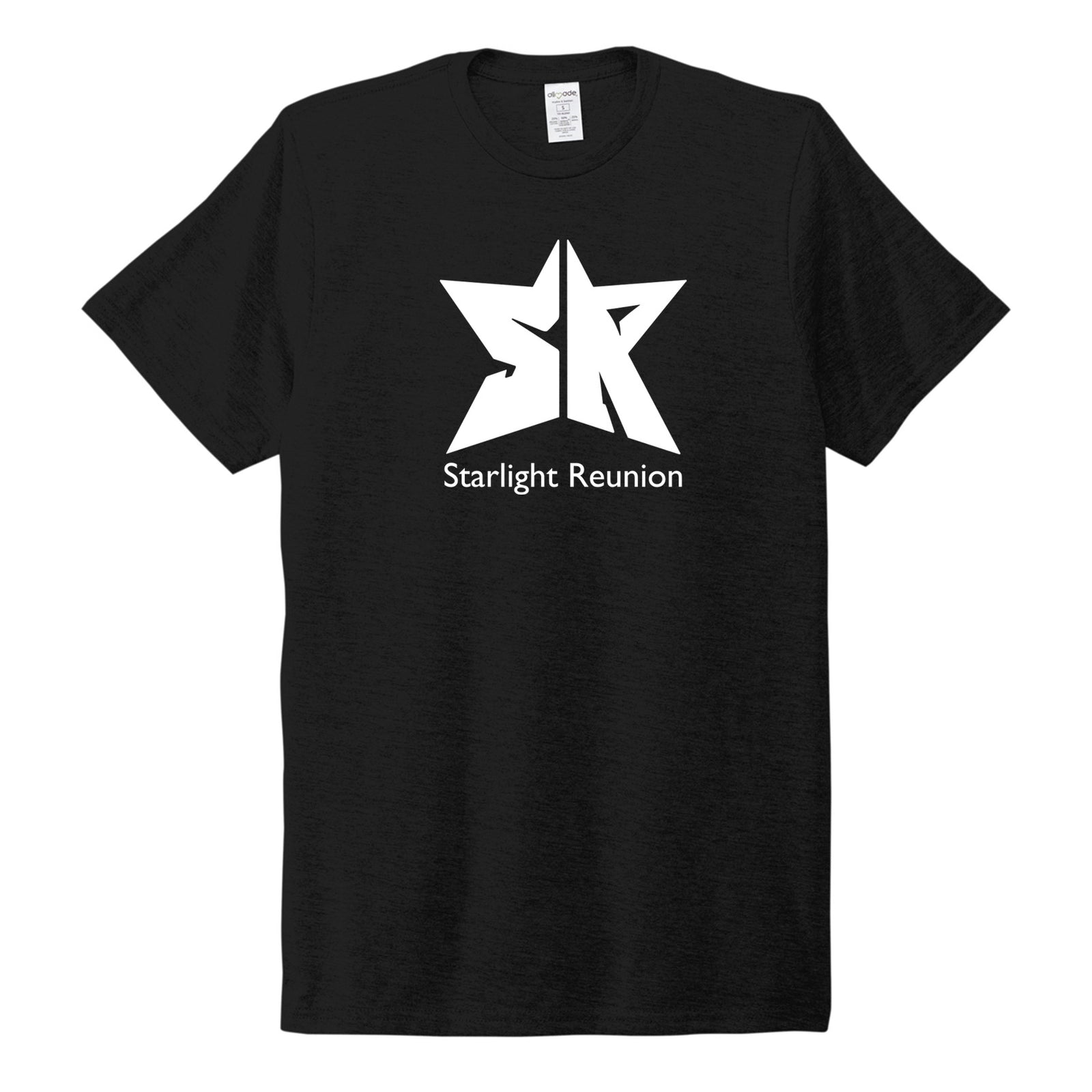 Black classic eco-friendly tee, featuring the Starlight Reunion split SR star logo, made in Montana, USA by The Last Best Co.