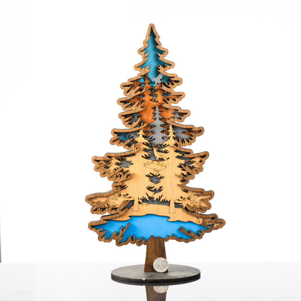RJS Engraving & Design's Tree 3D Layered Wood Art, Large w/ scale