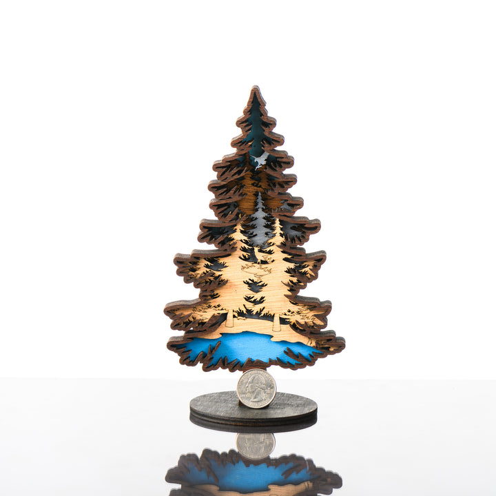 RJS Engraving & Design's Tree 3D Layered Wood Art, Mini w/ scale