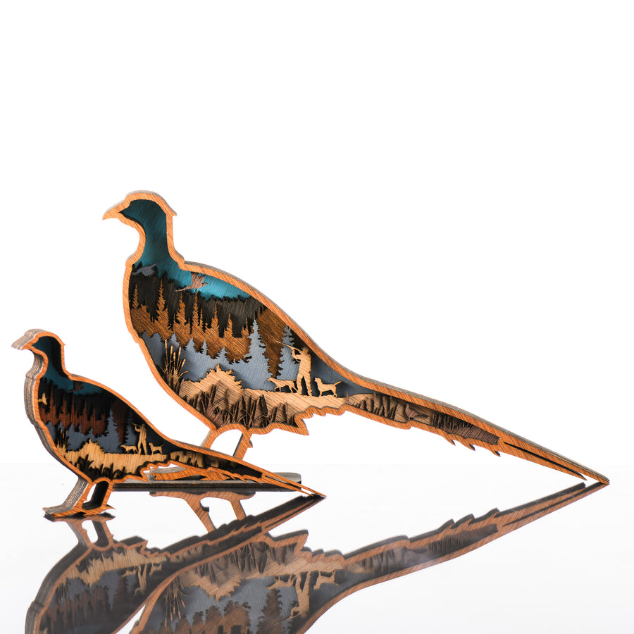 RJS Engraving & Design's Pheasant 3D Layered Wood Art, two sizes