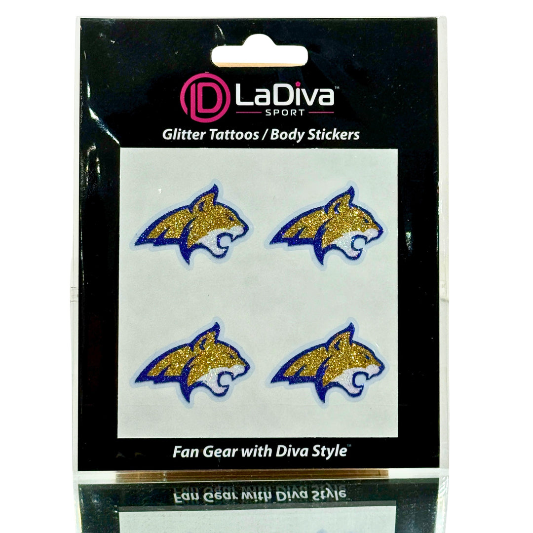 Montana State University Bobcat Glitter Tattoo/Body Sticker 4 Pack