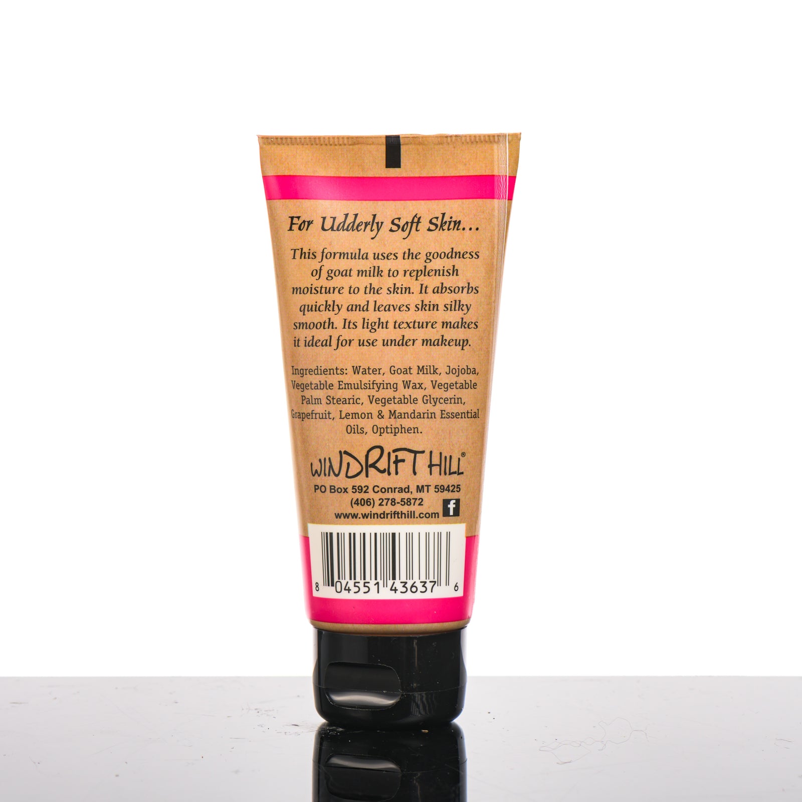 2 oz. bottle of Windrift Hill's Citrus Sun Goat Milk Lotion, goat’s milk body lotion handmade in Montana, USA