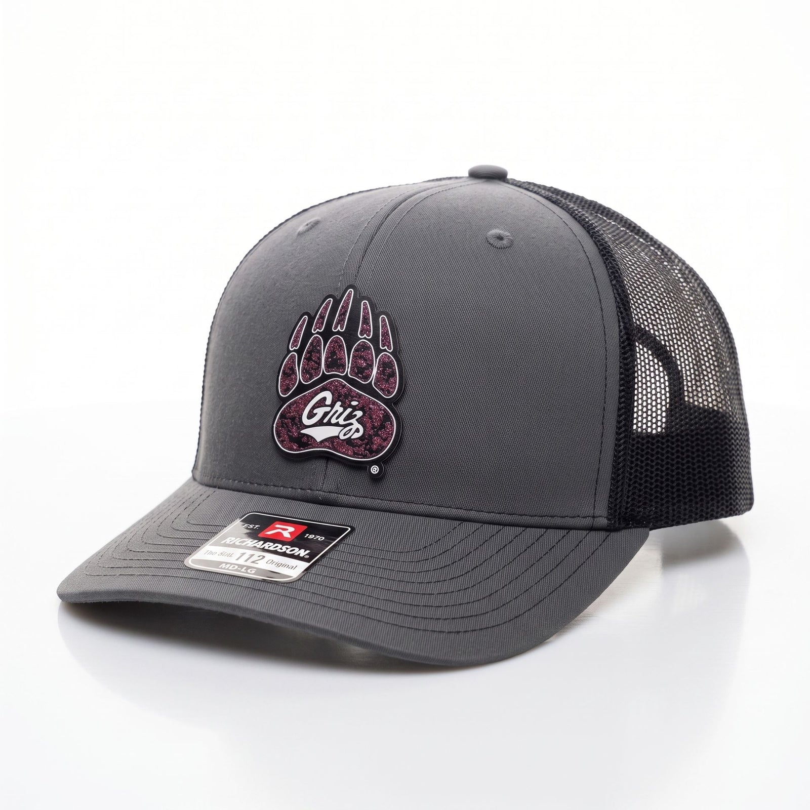 Distressed Griz Paw Leatherette Patch - Richardson Trucker Cap