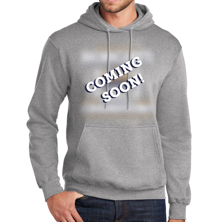 Gray hoodie with 'COMING SOON!' text on a white background in place of the MSU bobcats winning championship design.