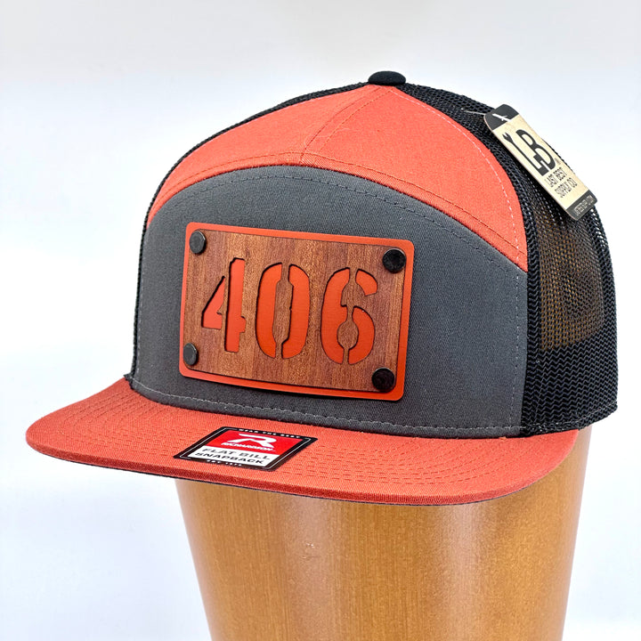 406 Mahogany Wood & Anodized Aluminum Richardson Flat Bill Hat