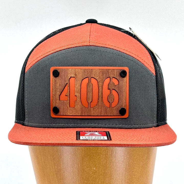 406 Mahogany Wood & Anodized Aluminum Richardson Flat Bill Hat