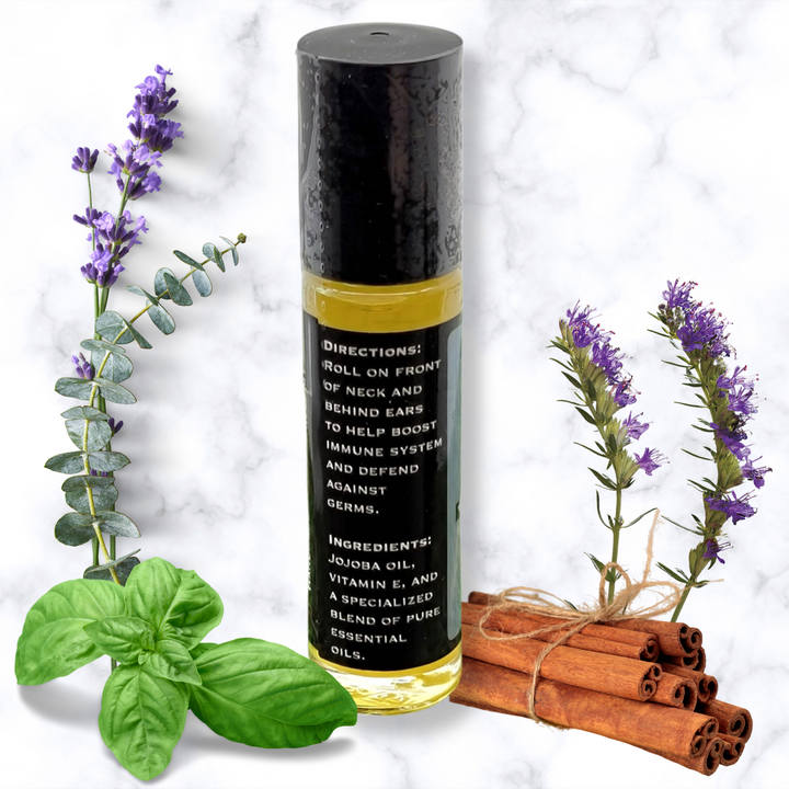 Immune Boost Essential Oil Roller - Niaouli, Eucalyptus, Lavender, Hyssop, Myrrh, Cinnamon & Basil