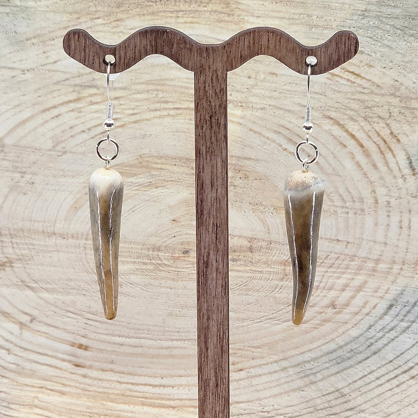Real Antler Earrings with Natural Tips—unique natural earrings made from real antler in Montana by 406 Antlery