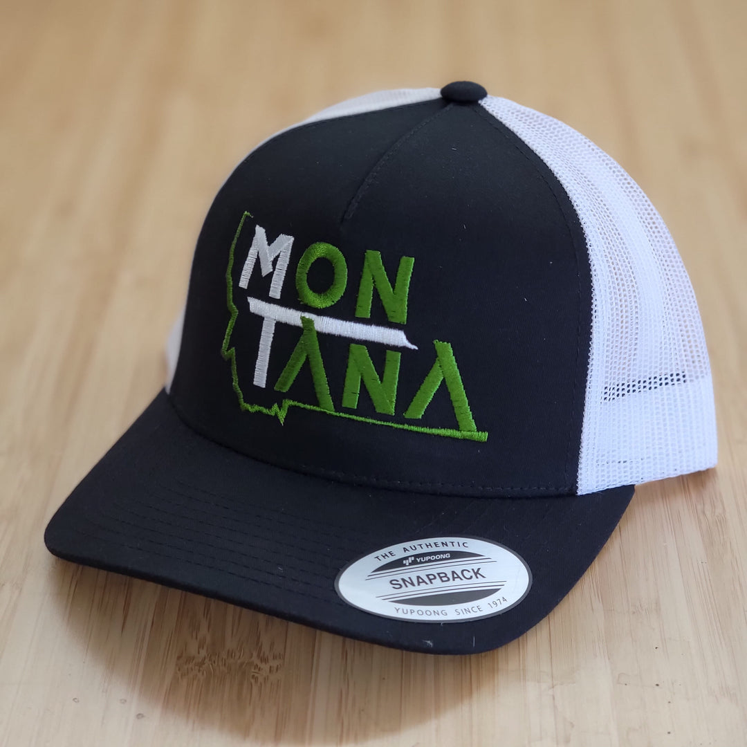 Black & White MonTana 5 Panel Trucker Hat