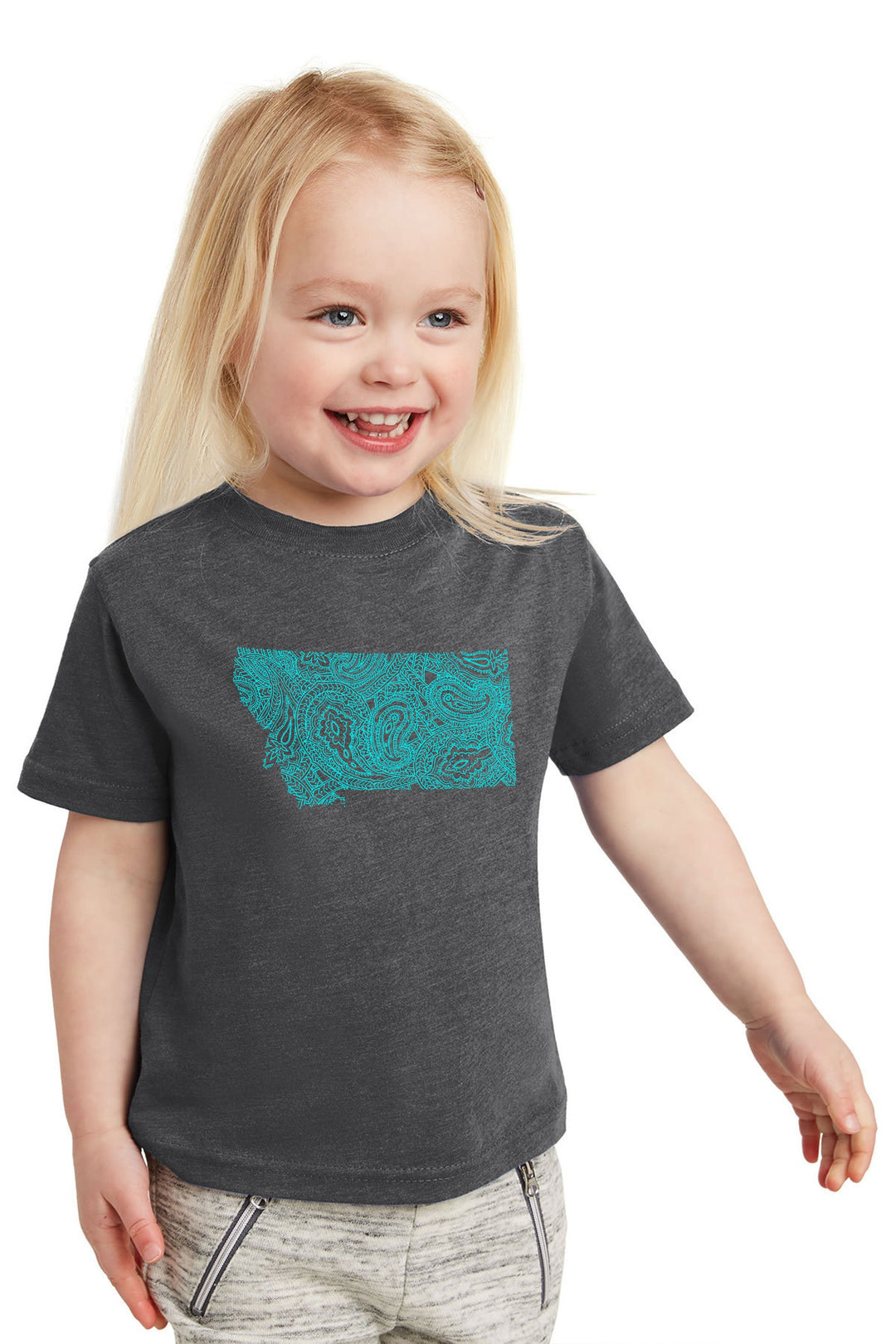 Charcoal & Teal Paisley Montana Toddler Jersey T-Shirt