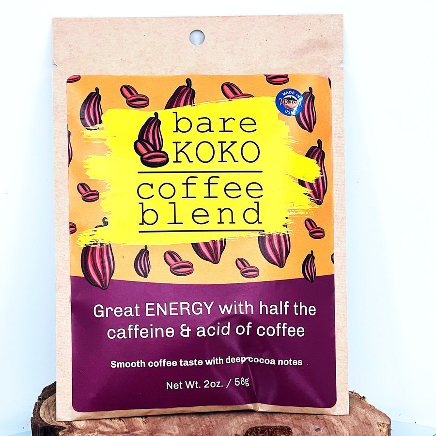 2 oz. bag of ground bare KOKO coffee blend, front