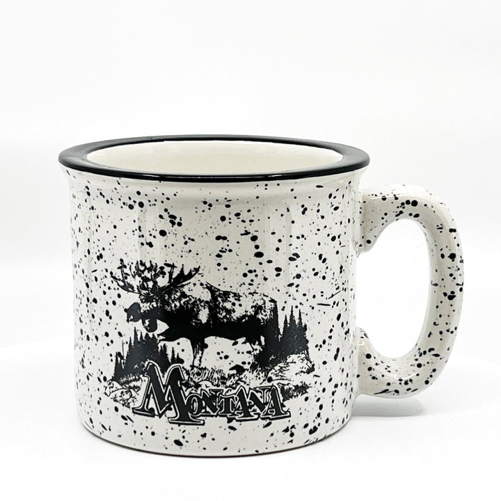 Moose Montana White Speckled Campfire Mug