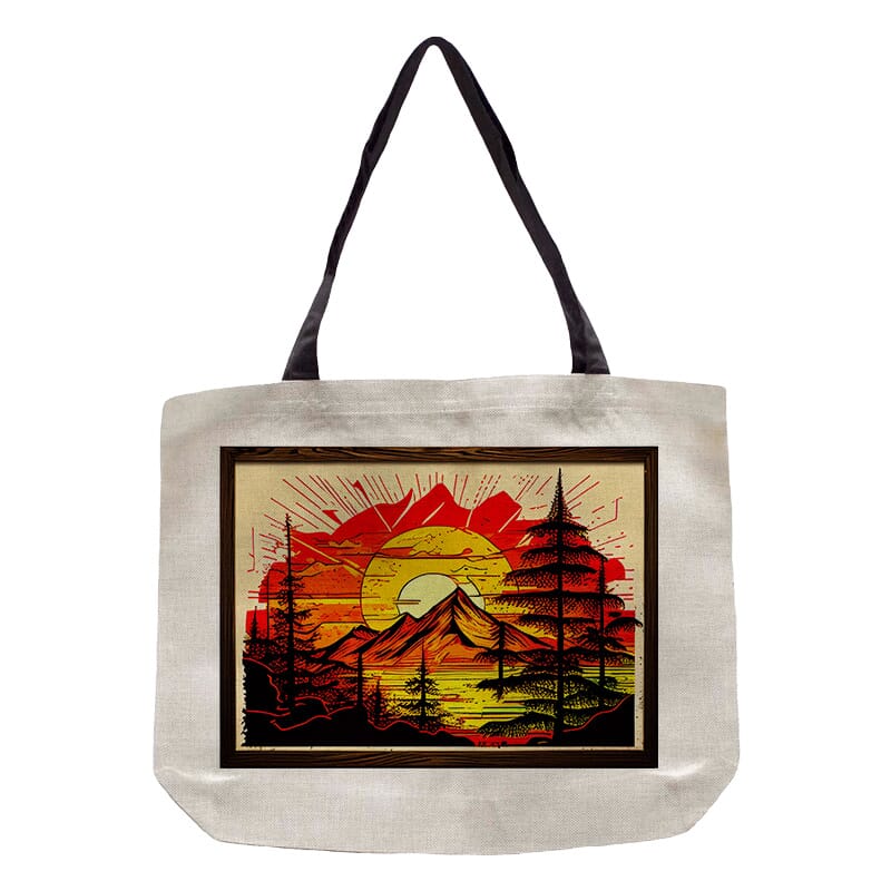 Epic Sunset Burlap Tote