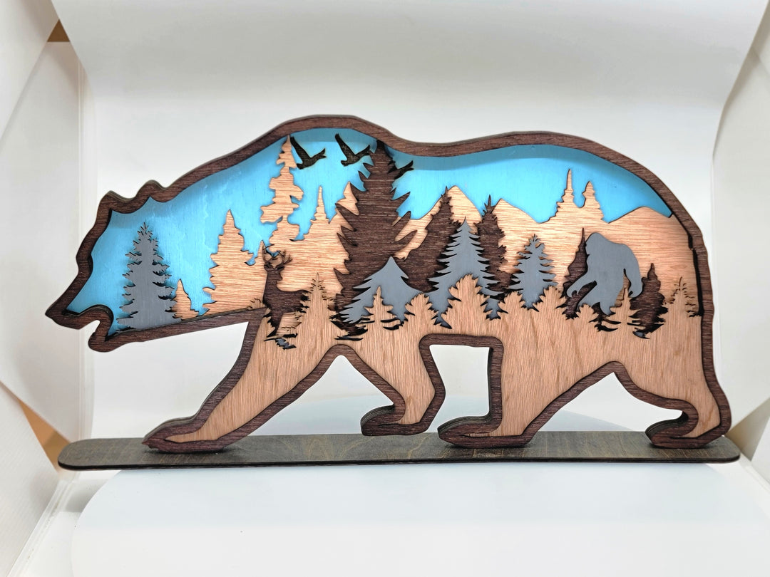 Bear 3D Layered Wood Art - 21.5” Wide - XL